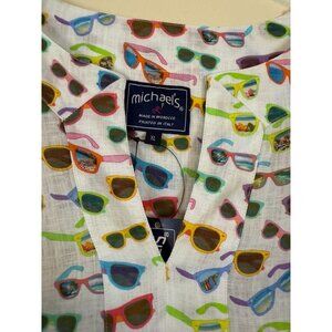Michael's Swimsuit Swim Cover Up or Tunic Top Colorful Linen Sunglasses XL NWT
